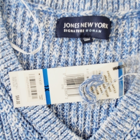 NWT Jones New York Knit Sweater Vest Size 1X V-Neck Cotton Linen Blue Pullover - Picture 9 of 10